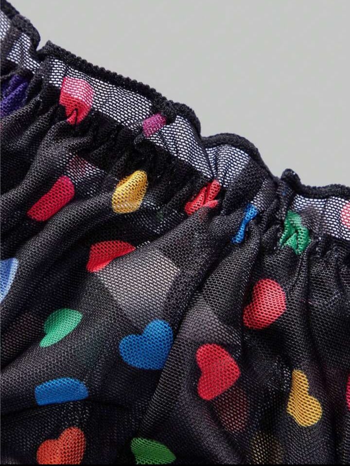 Men's Ruffled Heart Mesh Sexy Briefs